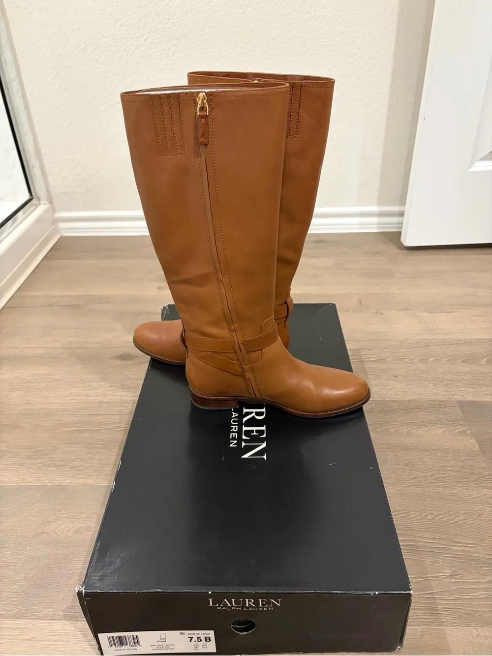 Ralph Lauren Cognac Leather Over-the-Knee Riding Boots